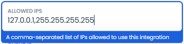 Integration Allowed IPs input box
