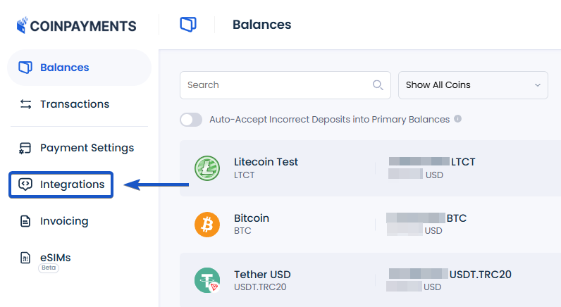 Dashboard with tab highlighted