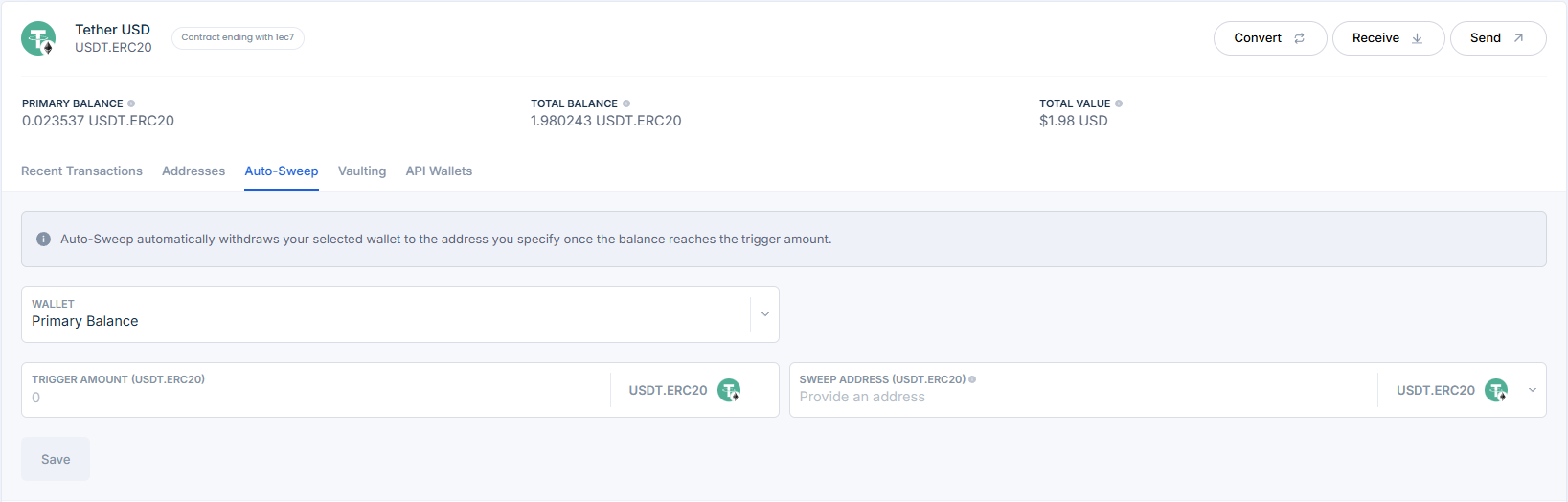 Auto-Sweep Dashboard