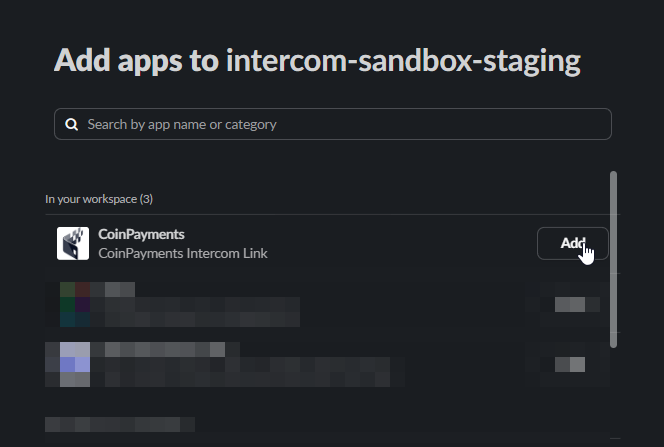 CoinPayments Slack app install