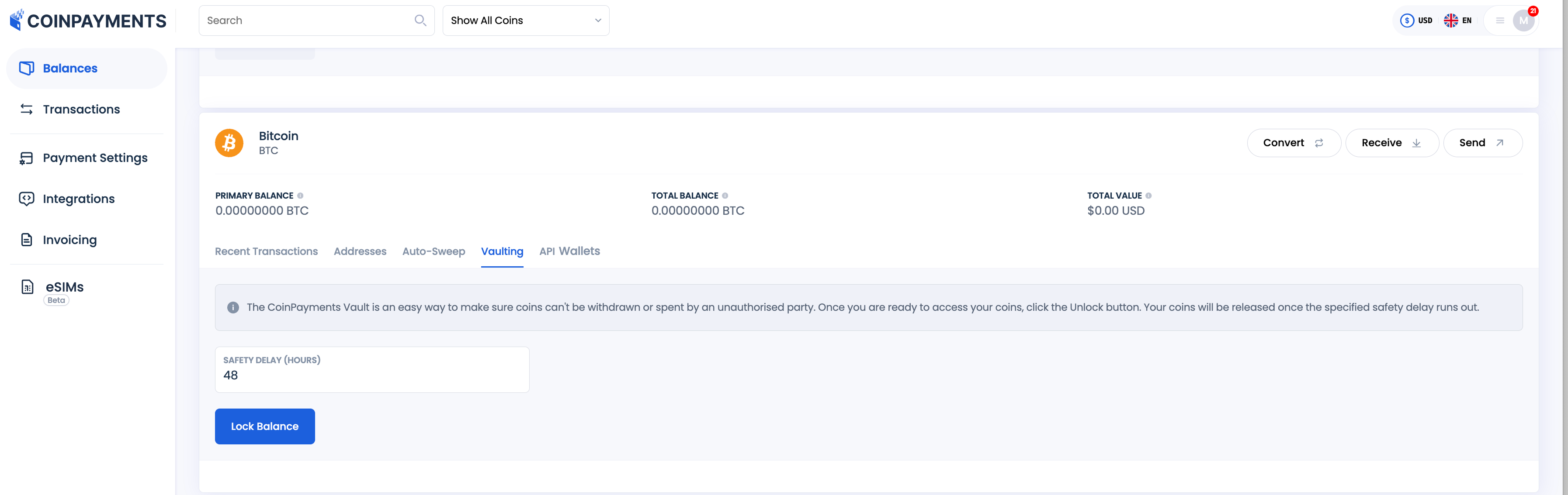 Vaulting Lock Balance