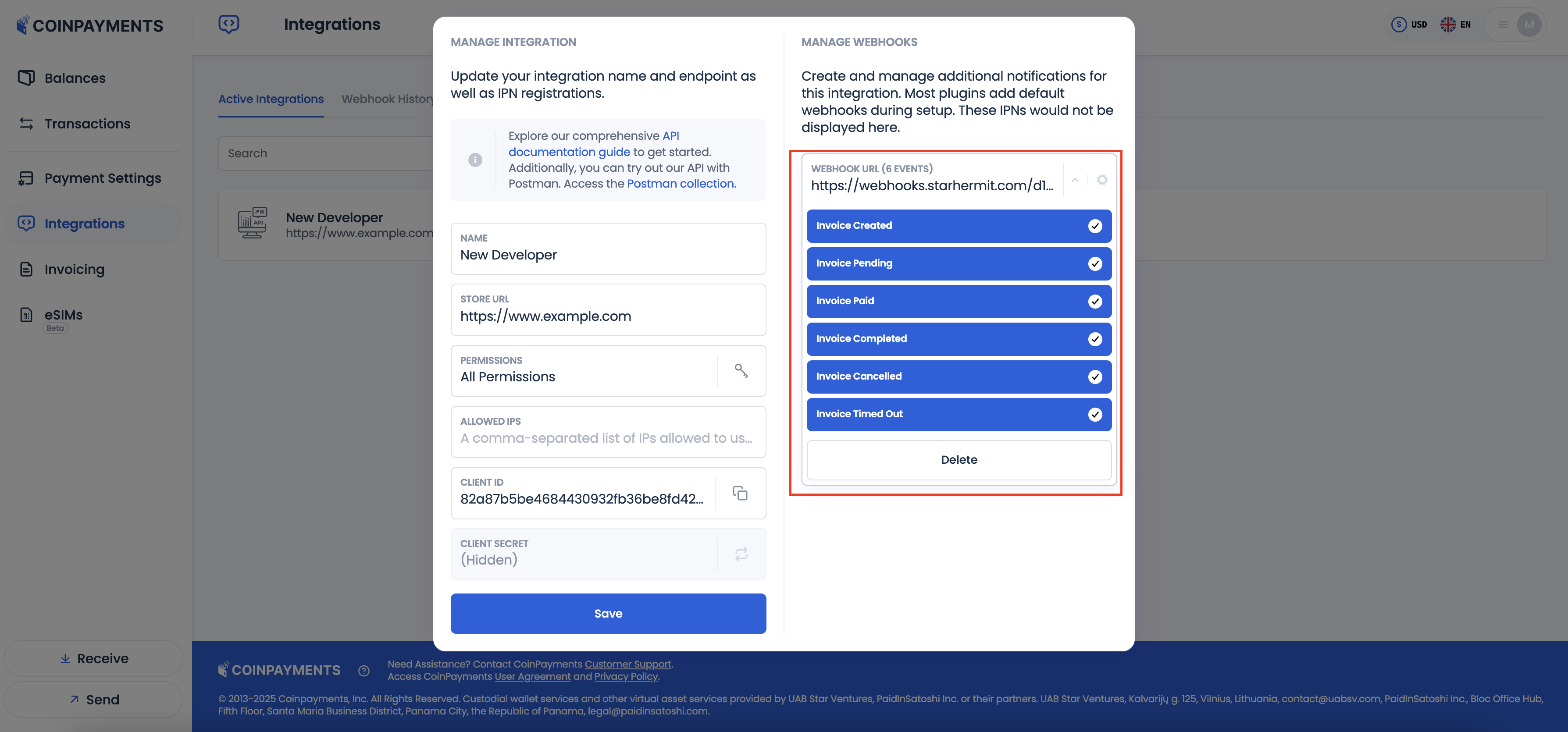 Configure Webhook Events