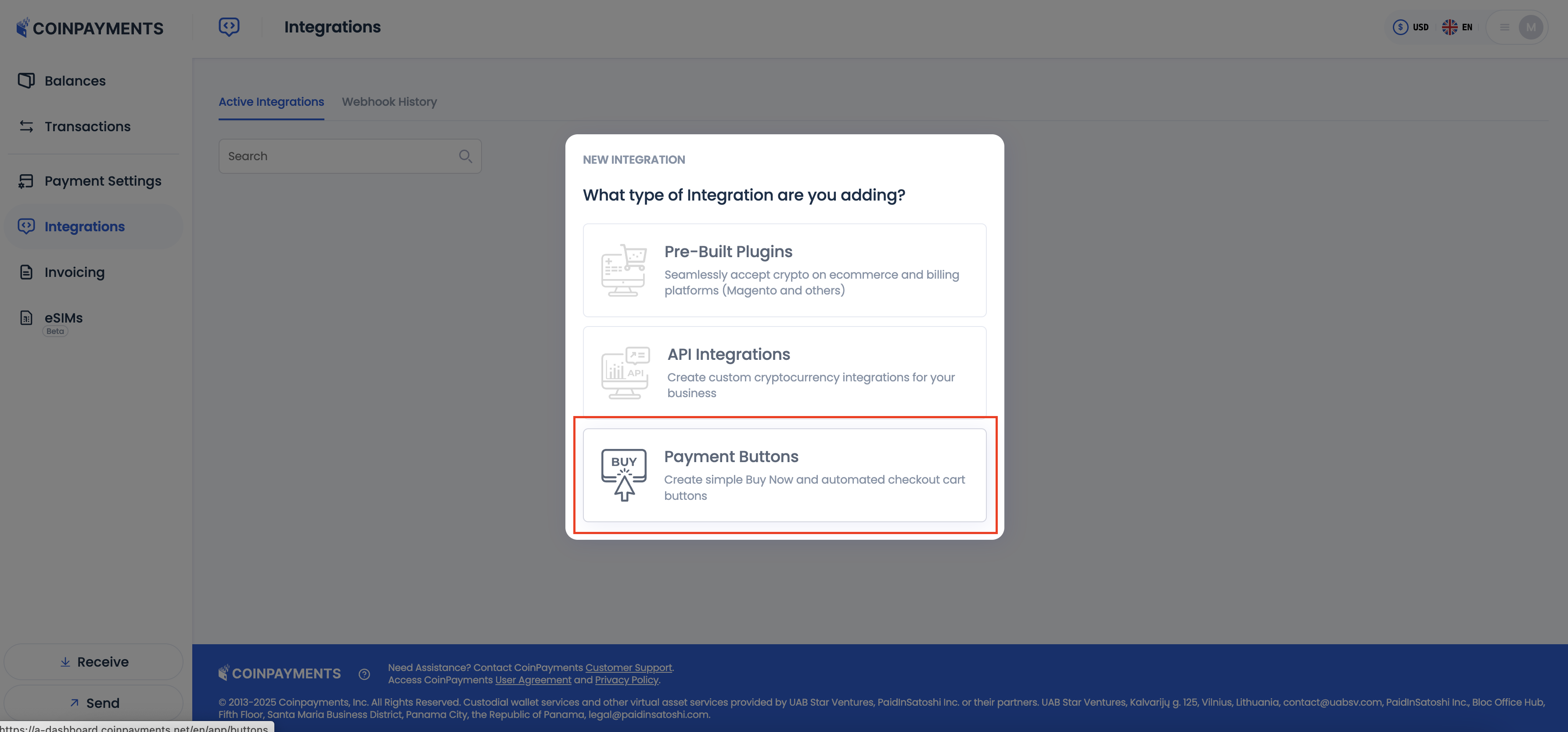 Select Payment Buttons