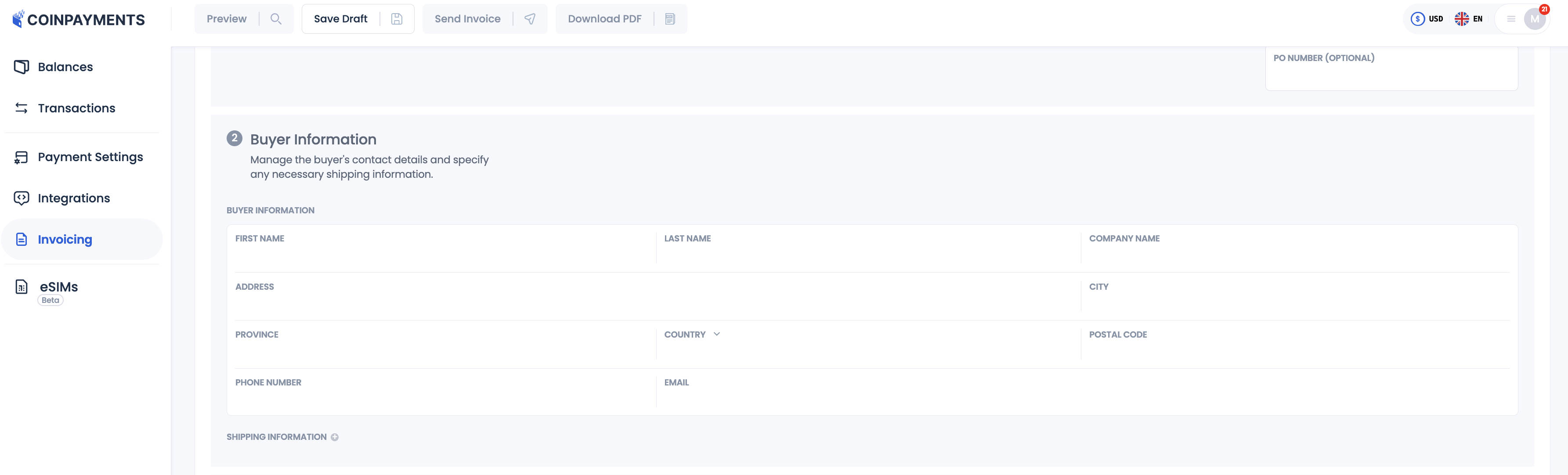 Invoice Buyer Information