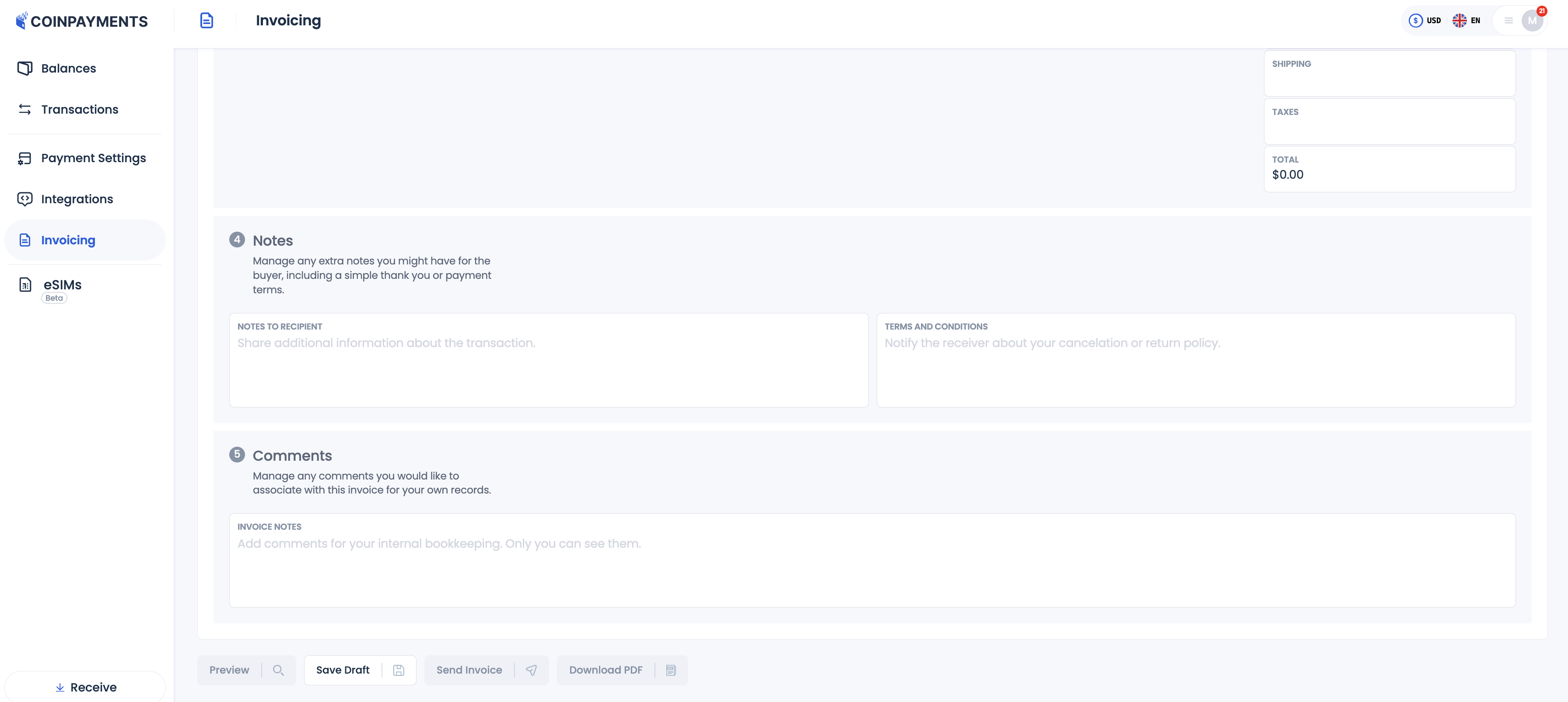 Invoice Notes and Conditions