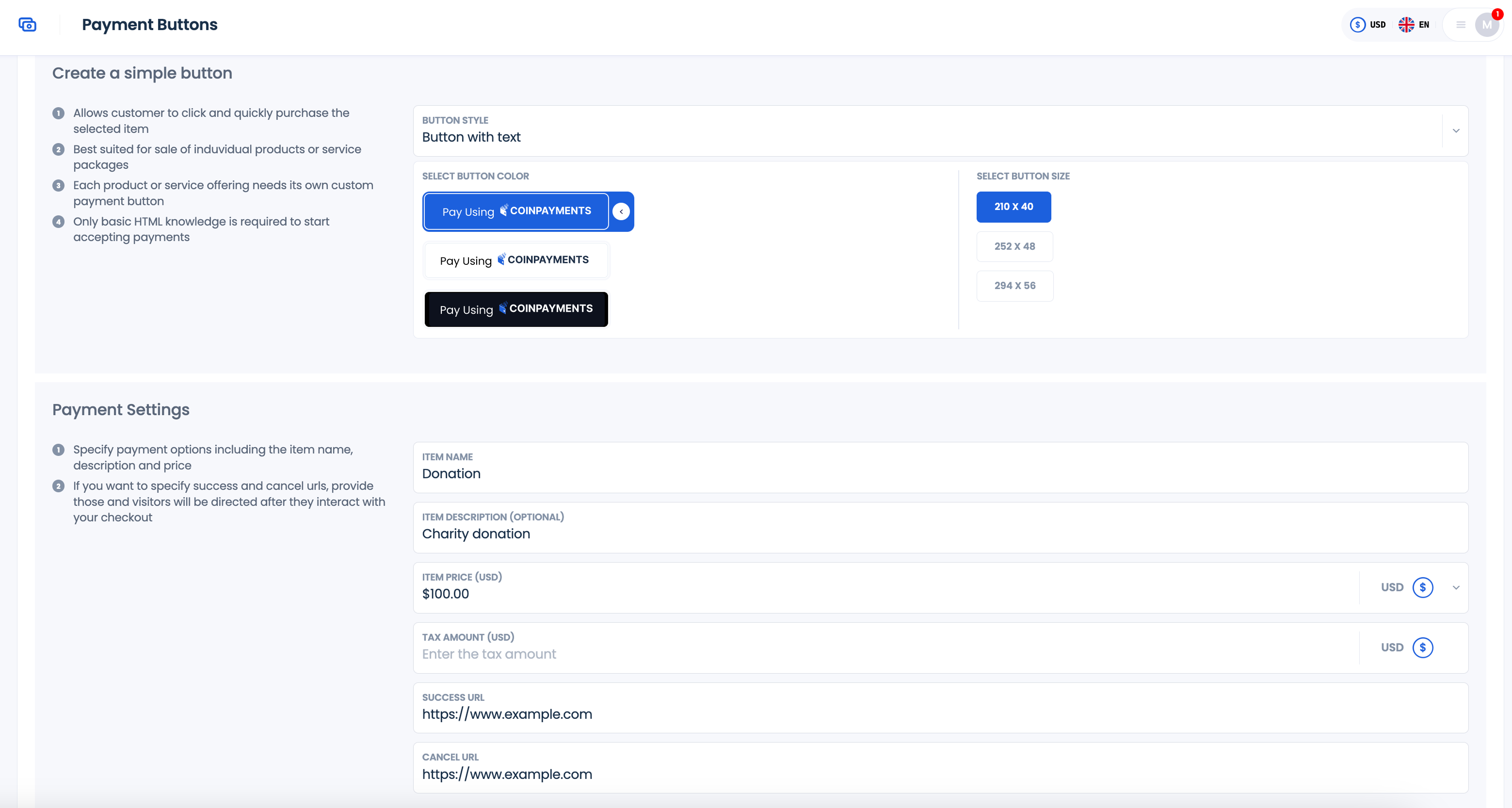 Create Payment Button