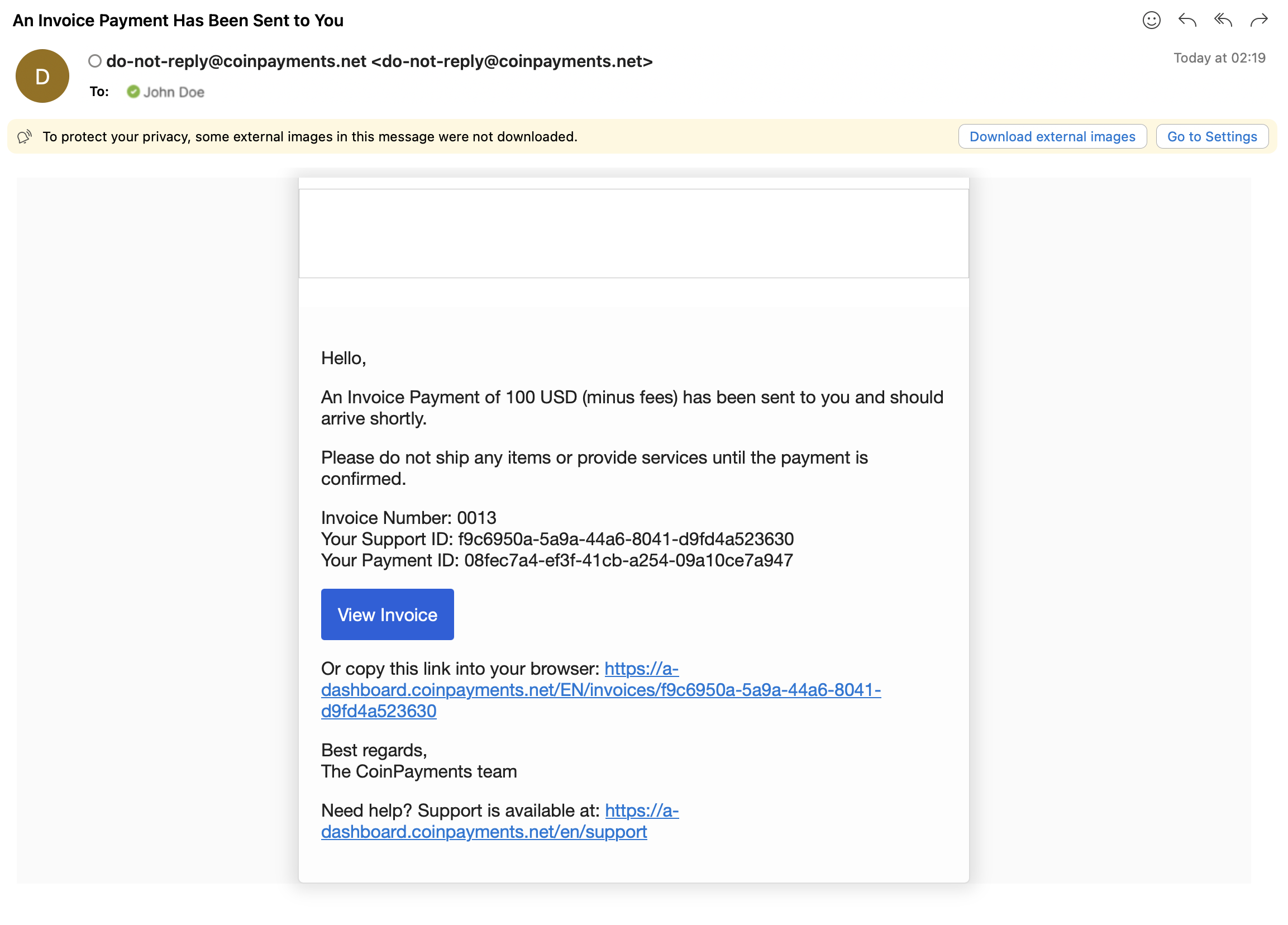 Test Checkout Confirmation