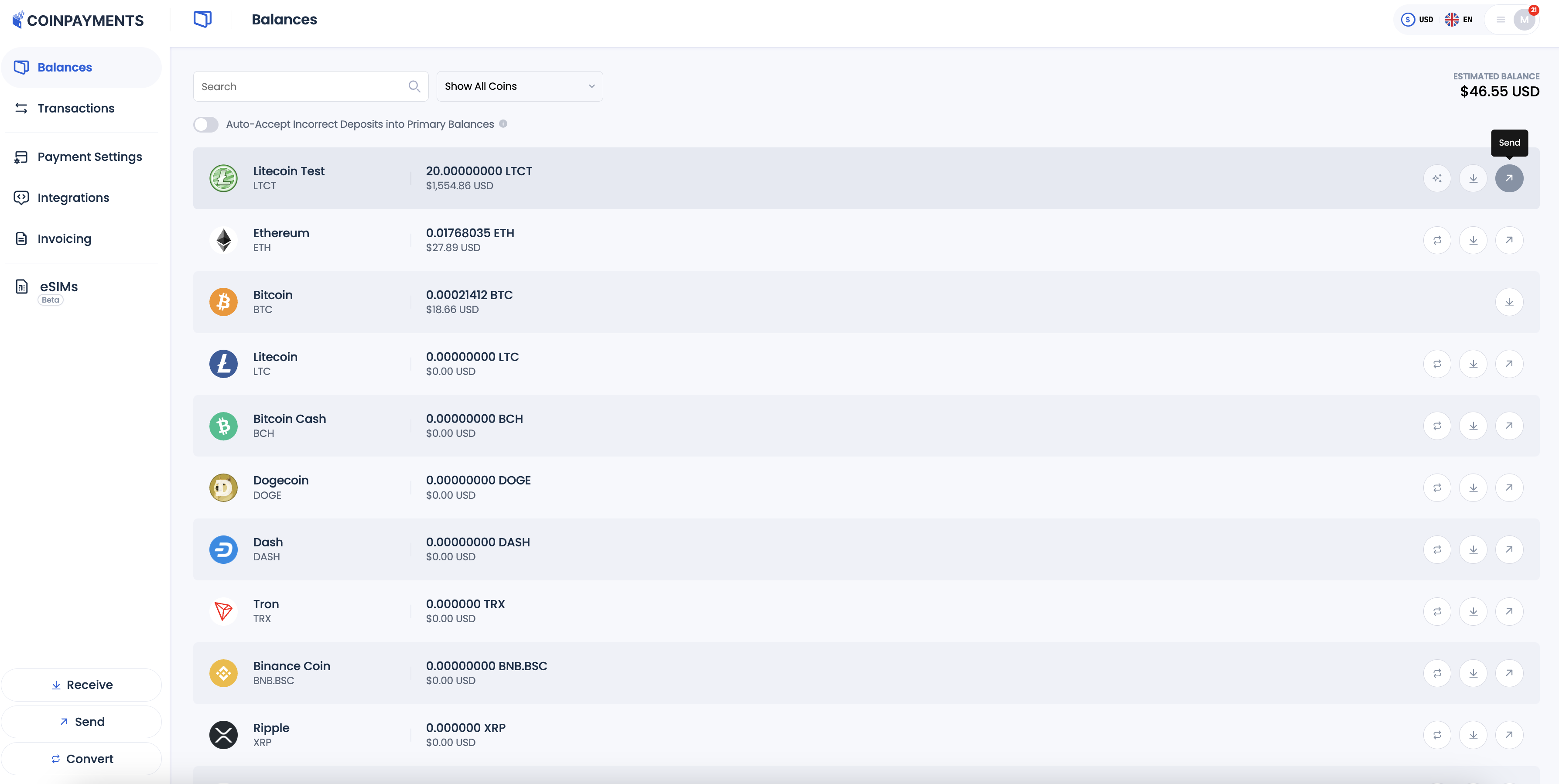 Test Checkout Wallet