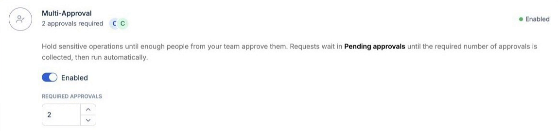 Multi-Approval enabled, requiring 2 approvals