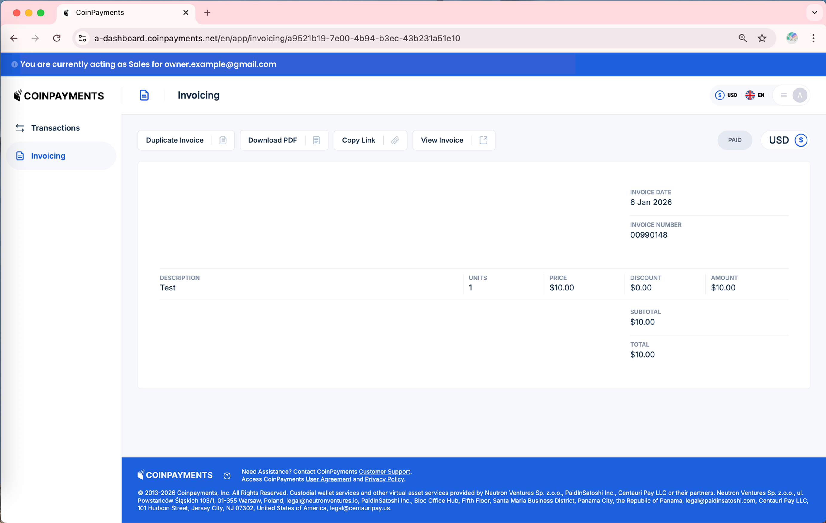 Sales Paid Invoice Management Options