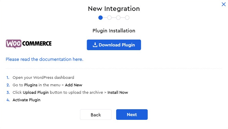 CoinPayments dashboard plugin installation wizard for WooCommerce